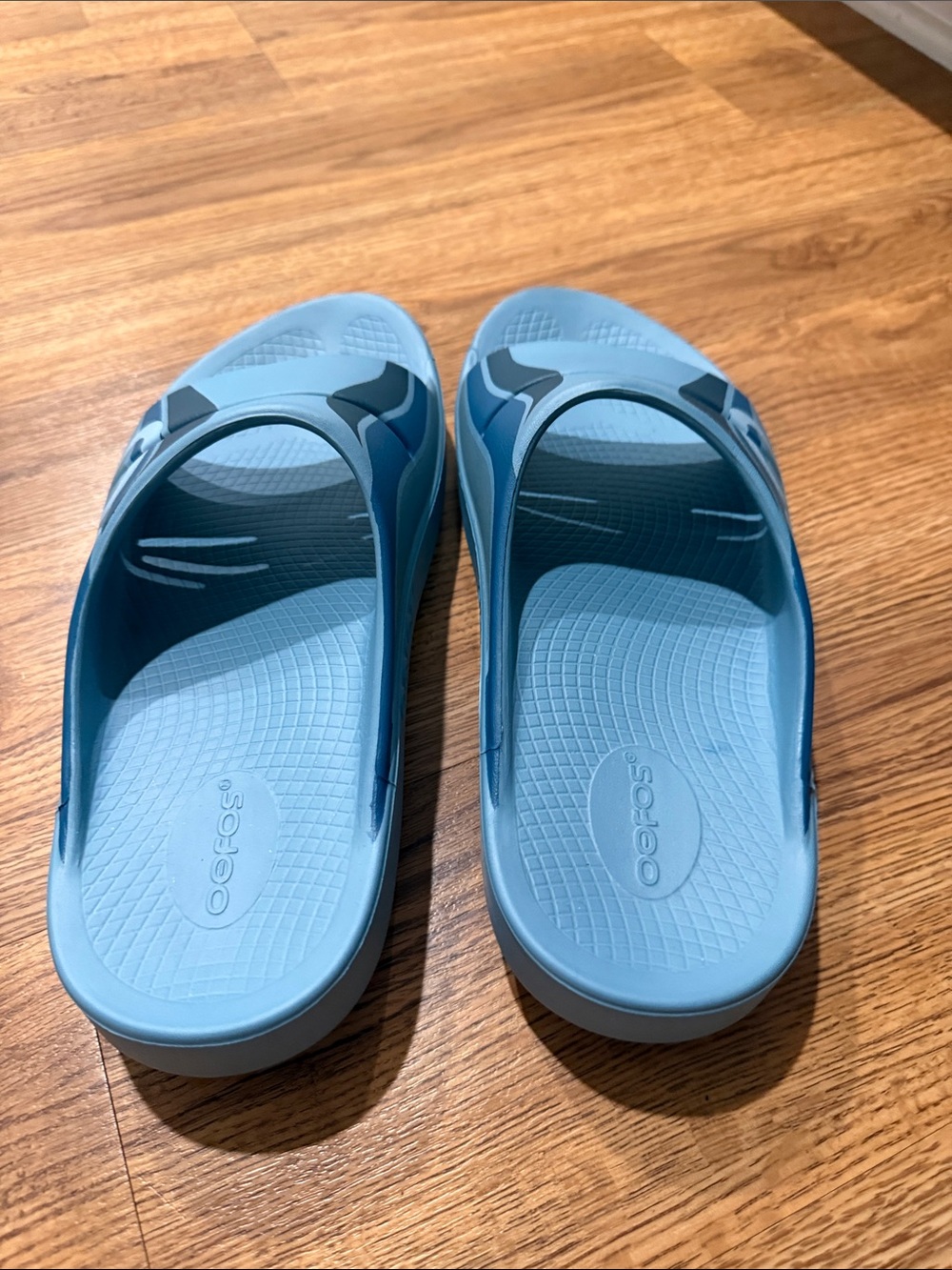 OOFOS Blue Recovery Slide Sandals